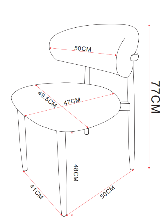 Chaise Lucile – Tissu chenille - Pied noyer