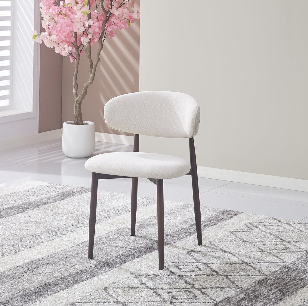 Chaise Lucile – Tissu chenille - Pied noyer